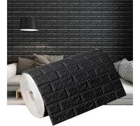 BTGYTTKL Carta Da Parati Autoadesiva Pellicola da parete autoadesiva 3D in mattoni retrò, 70 cm x 1 m, impermeabile, antimacchia, for la decorazione della casa, camera letto cucina(Black,70CMx1M)
