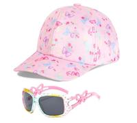 BTHRORO Cappellini da Baseball per Ragazze Occhiali da Sole Kit, Regolabile Berretto da Baseball Estivi Farfalle Occhiali per Bambini Sport Vacanza Spiaggia All'aperto