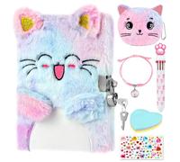 BTHRORO Diario Segreto con Lucchetto Bambina, Peluche Quaderno Delle con Penna Multicolore Braccialetti Portamonete Adesivi Nota Appiccicosa Cancelleria Forniture Scolastiche Regali per Ragazze