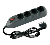 BTicino 3680GB Ciabatta Multipresa Poker 4 Prese Universali e Interruttore Luminoso, 3500 W, 250 V, Nero