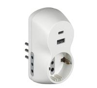 BTICINO Adattatore Advance B3, con Presa Schuko Standard Tedesco, USB C, 2 Prese 10A, Spina Piccola 10A, Presa Multipla, Potenza Fino a 1500W, Multi Adattatore Versatile, Colore Bianco, S3613DAC