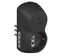 BTICINO Adattatore Advance B3, con Presa Schuko Standard Tedesco, USB C, 2 Prese 10A, Spina Piccola 10A, Presa Multipla, Potenza Fino a 1500W, Multi Adattatore Versatile, Colore Antracite, S3613GAC