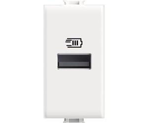 Bticino AM4191A Caricatore USB con un ingresso tipo A, da installare nella placca Matix, per ricaricare un dispositivo elettronico fino a 15W, 1 posto, bianco