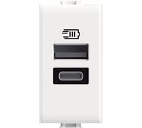 Bticino AM4191AC Caricatore USB con due ingressi di tipo A e C, da installare nella placca Matix, per ricaricare un dispositivo elettronico fino a 15W o due dispositivi in simultanea, 1 posto, bianco