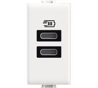 Bticino AM4191CC Caricatore USB con due ingressi di tipo C, da installare nella placca Matix, per ricaricare un dispositivo elettronico fino a 15W o due dispositivi in simultanea, 1 posto, bianco