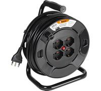 BTICINO Avvolgicavo S2630, Prolunga Elettrica 30 Metri, 4 Prese Polivalenti Schuko Bipasso, Spina Grande 16A, Interruttore Termico, Maniglia Ergonomica, Ferma Cavo e Avvolgicavo, Full Black