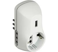 Bticino Adattatore B3 S3613DU 2 prese 10A, 1 presa tedesca, spina 10A, USB 1,5A Bianco