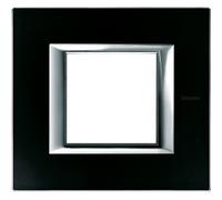 Bticino BTI HA4802VNN AXOLUTE - PLACCA 2P VETRO NERO NOTTE