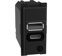 Prese USB-A + USB-C Bticino Living Now 15W 1 modulo nero - K4191AC