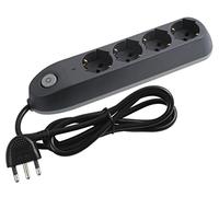 Bticino Ciabatta Elettrica Multipresa Poker con 4 Prese Universali Schuko Bipasso Standard Tedesco, Interruttore ON/OFF e Protezione salvafulmine, Cavo da 1.5M con Spina Salvaspazio da 16A, Grigia