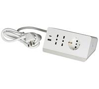 BTicino Multipresa da scrivania S3711DBU - 2 prese bipasso + 1 Schuko, 2 prese USB A+C - Bianca