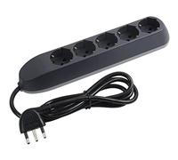 BTICINO Ciabatta Multipresa Elettrica Poker 5 Posti, 5 Prese Polivalenti (Schuko 10/16A e Bipasso), Ciabatta Elettrica con Interruttore, Cavo 1,5m Spina 16A, Salvaspazio, Robusta e Professionale, Nero