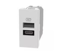 Caricatore USB Bticino MatixGO 15W con 1 porta tipo A e tipo C bianco JW4191AC