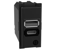 Prese USB-A + USB-C Bticino Living Now 15W 1 modulo nero - K4191AC