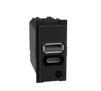 Prese USB-A + USB-C Bticino Living Now 15W 1 modulo nero - K4191AC