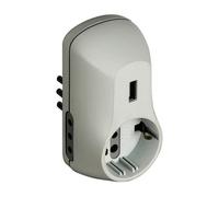 Bticino Adattatore B3 S3613DU 2 prese 10A, 1 presa tedesca, spina 10A, USB 1,5A Bianco