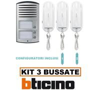 BTICINO KIT CITOFONO 3 CORNETTE 2 FILI SPRINT 344232 CON ALIMENTATORE 3 FAMIGLIE