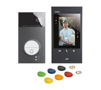 BTICINO Kit videocitofono connesso classe 300 EOS WiFi w Netatmo, 2 hi nero | Classe 300 EOS WiFi con Netatmo, pronto per l'installazione, monitor nero a 2 fili e scheda stradale linea nera, 363926
