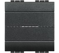 Bticino L4055M2N Plastica Assiale Pulsante 20 A Corrente Nominale, 10 A Corrente Nominale, 250 V Tensione Nominale, 2 Moduli, Antracite