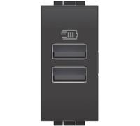 Caricatore USB 2 prese 5V antracite CARICA CELLULARI Living bticino L4191AA ex L4285C2