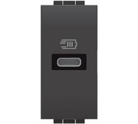 Bticino L4192C Caricatore USB con un ingresso tipo C, da installare nella placca Livinglight, per la ricarica rapida di dispositivi elettronici fino a 20W, 1 modulo, antracite