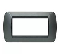BTICINO L4804AC PLACCA 4 POSTI ACCIAIO ANTRACITE LIVING INTERNATIONAL