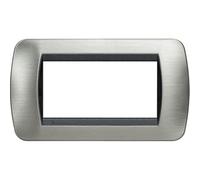 Bticino L4804ACS Livinglight Placca Interruttore, 4M, Acciaio Spazzolato, Antracite