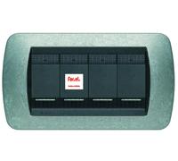 PLACCA BTICINO LIVING INTERNATIONAL METALLO SPECIALE NATIVE 4 POSTI L4804NA
