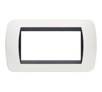 Bticino Placca 4 moduli Living Int. L4804PB bianca con cornice interna nera