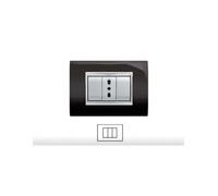 Bticino l4854nr placca 4 posti transizione modello viving classic nero lucido li