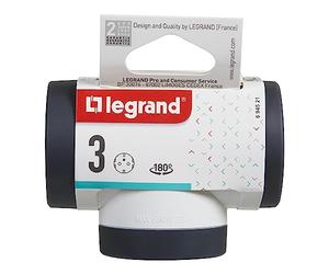 Bticino Legrand LG-694521 Multi Adattatore Presa Tripla, 3 Prese Schuko Standard Tedesco, Spina Grande 16A Rotante 180°, Presa multipla su 3 Lati, Salvaspazio, Finitura Opaca, Colore Bianco e Grigio