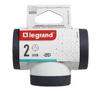 Bticino Legrand LG-694522Multi Adattatore Presa Tripla, 2 Prese Schuko Standard Tedesco, 2 Prese USB C, Spina Grande 16A Rotante 180°, Presa multipla su 3 Lati, Bianco e Grigio