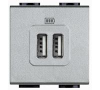 BTicino Light NT4285C2 Caricatore USB 2 Posti per Cellulare, Smartphone, Tablet e Similari