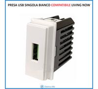 Bticino Living Now COMPATIBILE BIANCO Placca Supporto Presa USB Spia Led Cover