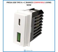 Bticino Living Now COMPATIBILE BIANCO Placca Supporto Presa USB Spia Led Cover