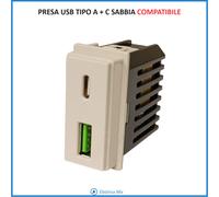 Bticino Living Now COMPATIBILE SABBIA Placca Supporto Presa USB Spia Led Cover 3