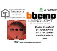 Presa Schuko/Bipasso 2p+T 10/16a, Terra Centrale E Laterale - Colore Rosso - bticino Living, Light, Light Tech