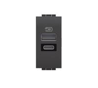 Bticino Caricatore USB Livinglight L4191AC Tipo A e C 15W 1 modulo Antracite