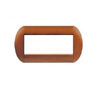 BTICINO LIVINGLIGHT LNB4804LCA PLACCA LEGNO TONDA 4 MODULI CILIEGIO