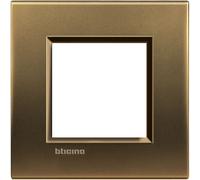 BTICINO LIVINGLIGHT PLACCA 2 MODULI QUADRATA LNA4802BZ BRONZO LUCIDO