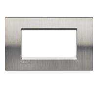 Bticino Livinglight placca 4 moduli quadra acciaio spazzolato LNA4804ACS