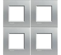 BTicino Livinglight Placca Quadra, 2M, Forma Rettangolare, Grigio Tech (Confezione da 4)