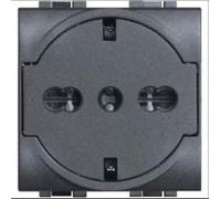 BTICINO LL - PRESA STANDARD SCHUKO + BIVALENTE TED/ITA FLAT ANTRACITE L4140/16F