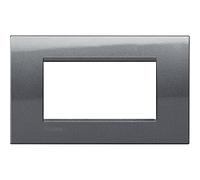 BTicino LNA4804AC Livinglight AIR Placca 4 Moduli, Quadra, Acciaio