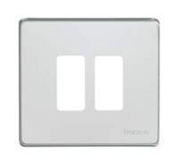 Bticino Placca alluminio 2 posti Serie Magic 500/2/X Scatola tonda Oxidal