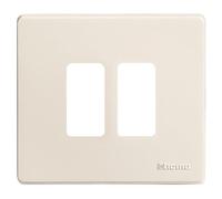Placca Bticino 2 posti resina per scatola tonda serie MAGIC avorio 500/2/R