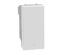 BTICINO MatixGO Comando illuminazione Ottimizzato per luce led 1 modulo Bianco SJW4005F Pulsante basculante 1P NO 10A, 250Vac, illuminabile (Confezione da 6)