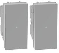 BTICINO MatixGO Comando illuminazione Ottimizzato per luce led 1 modulo Grigio SJG4055F Pulsante assiale 1P NO 10A, 250Vac, illuminabile (Confezione da 2)