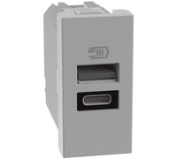 Caricatore USB con una porta tipo A e una tipo C MatixGo Bticino JG4191AC silver