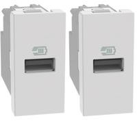 BTICINO MatixGO Presa di corrente con porta USB 1 modulo Bianco JW4191A Caricatore USB con una porta tipo A, 15W (Confezione da 2)